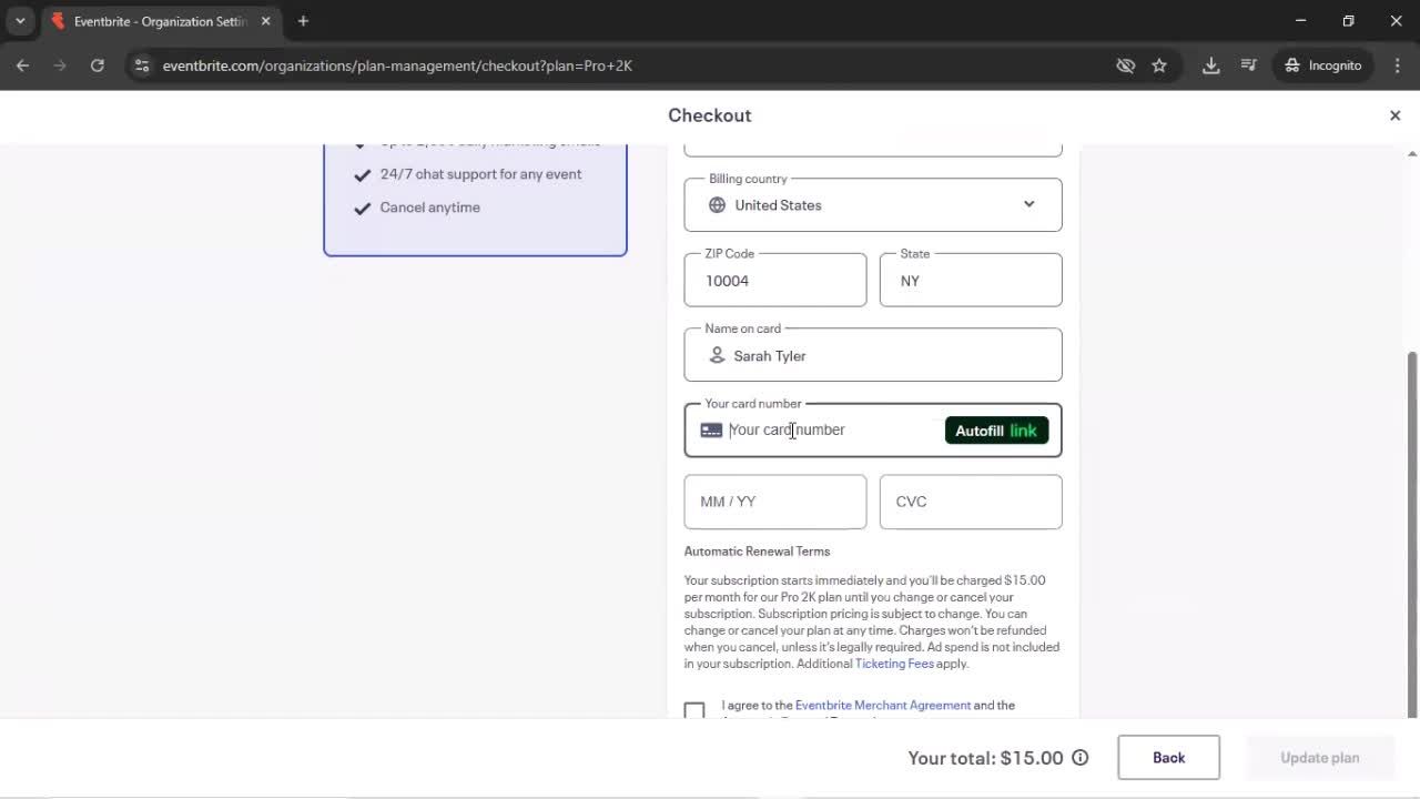 Upgrading your account screenshot