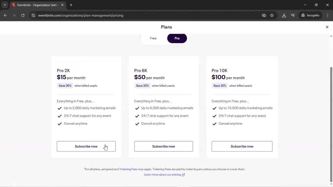Upgrading your account screenshot