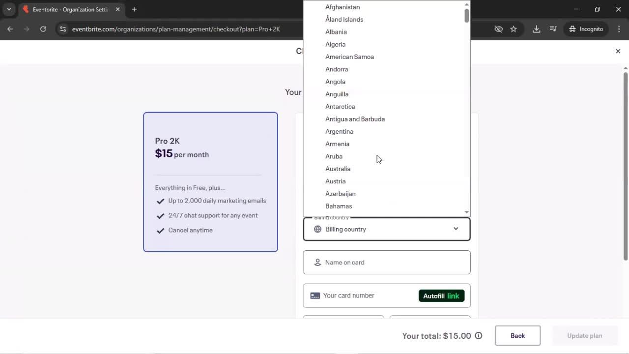 Upgrading your account screenshot