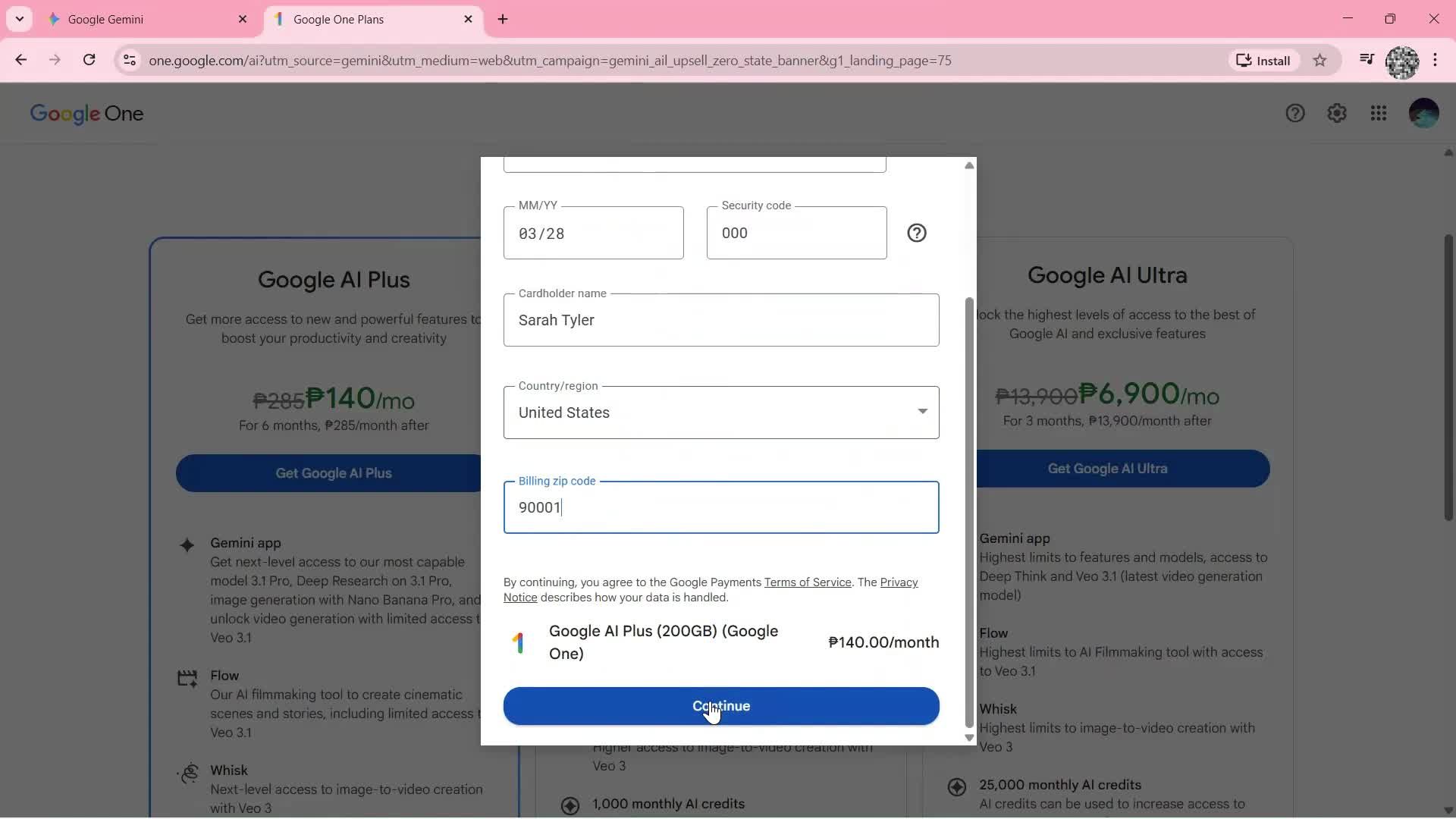 Upgrading your account screenshot