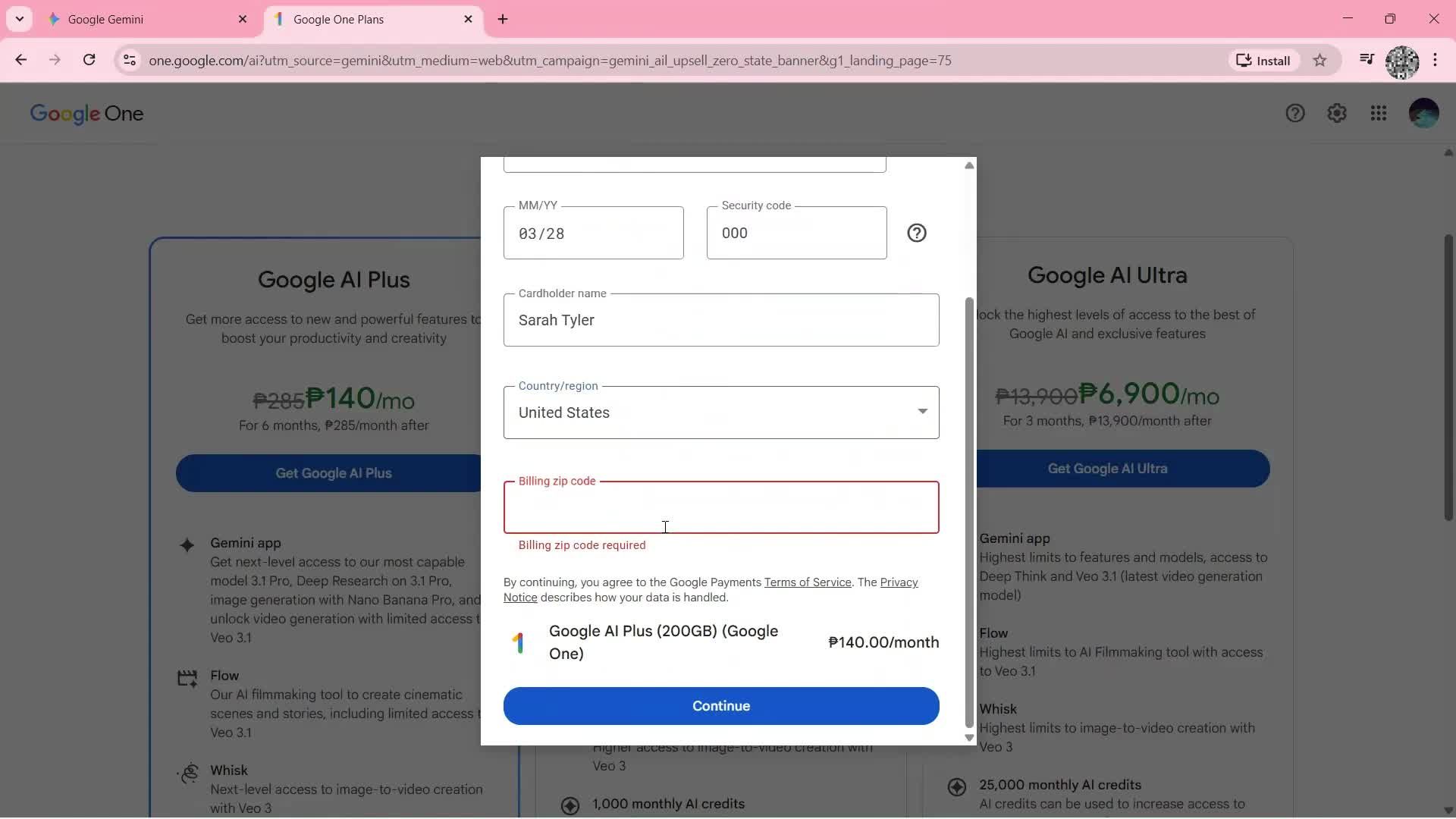 Upgrading your account screenshot