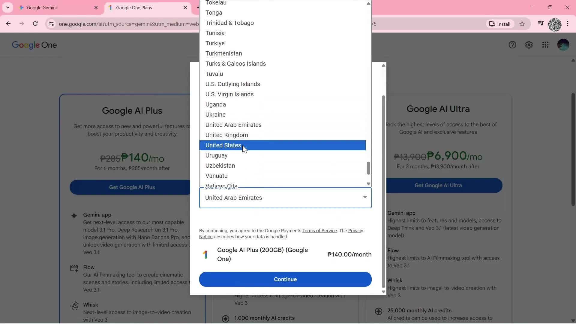 Upgrading your account screenshot