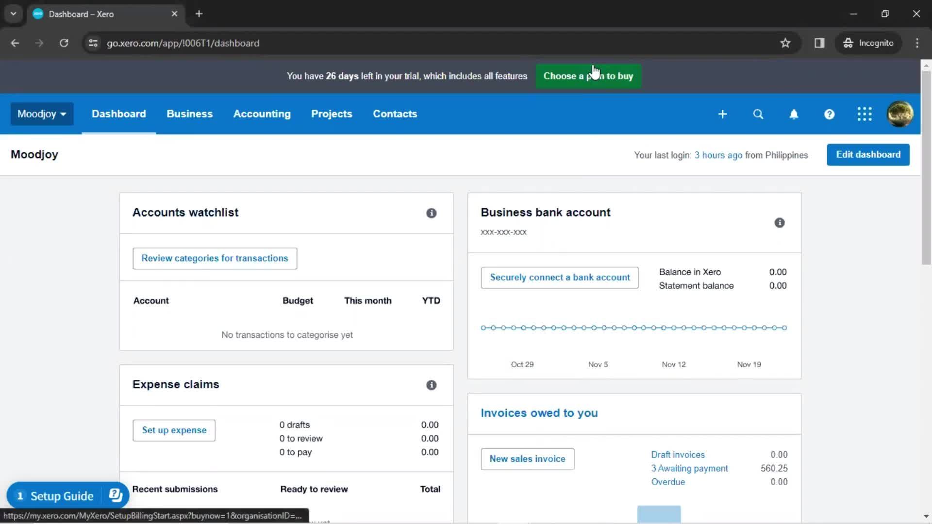 Upgrading your account screenshot