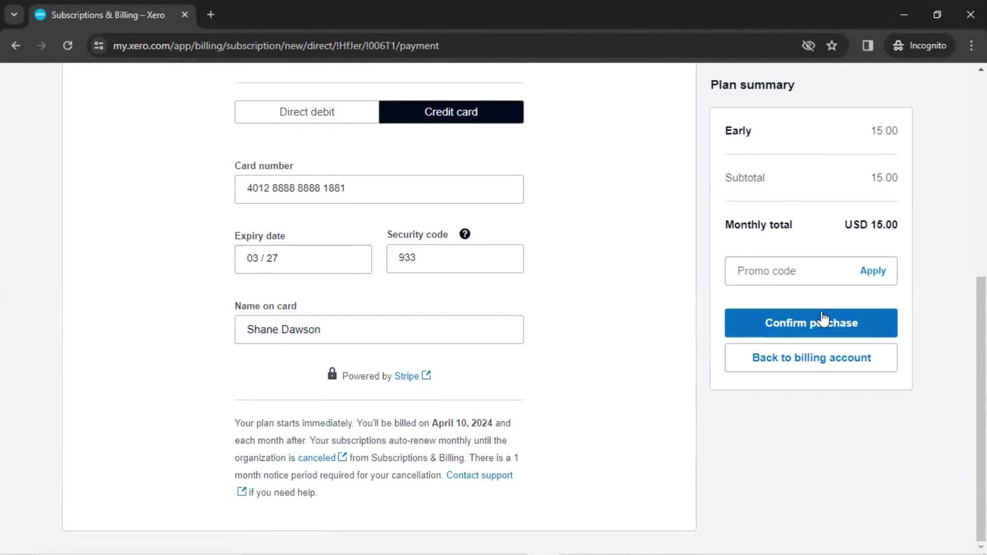 Upgrading your account screenshot