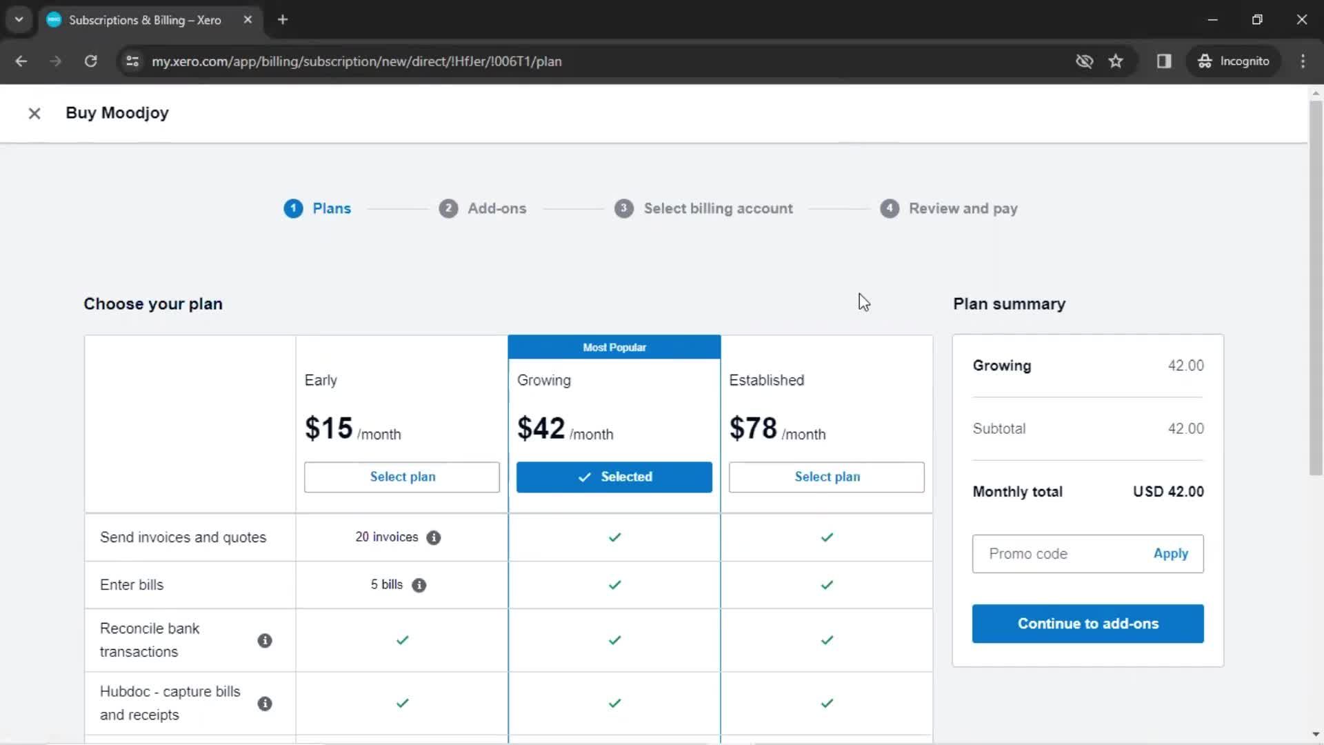 Upgrading your account screenshot