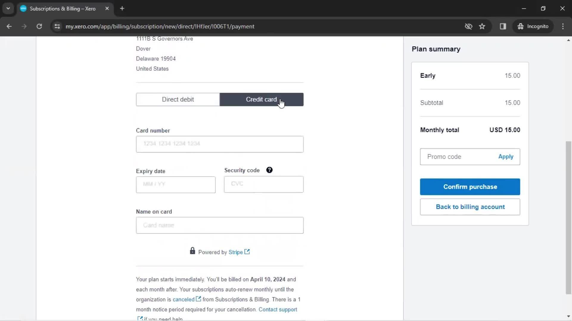 Upgrading your account screenshot