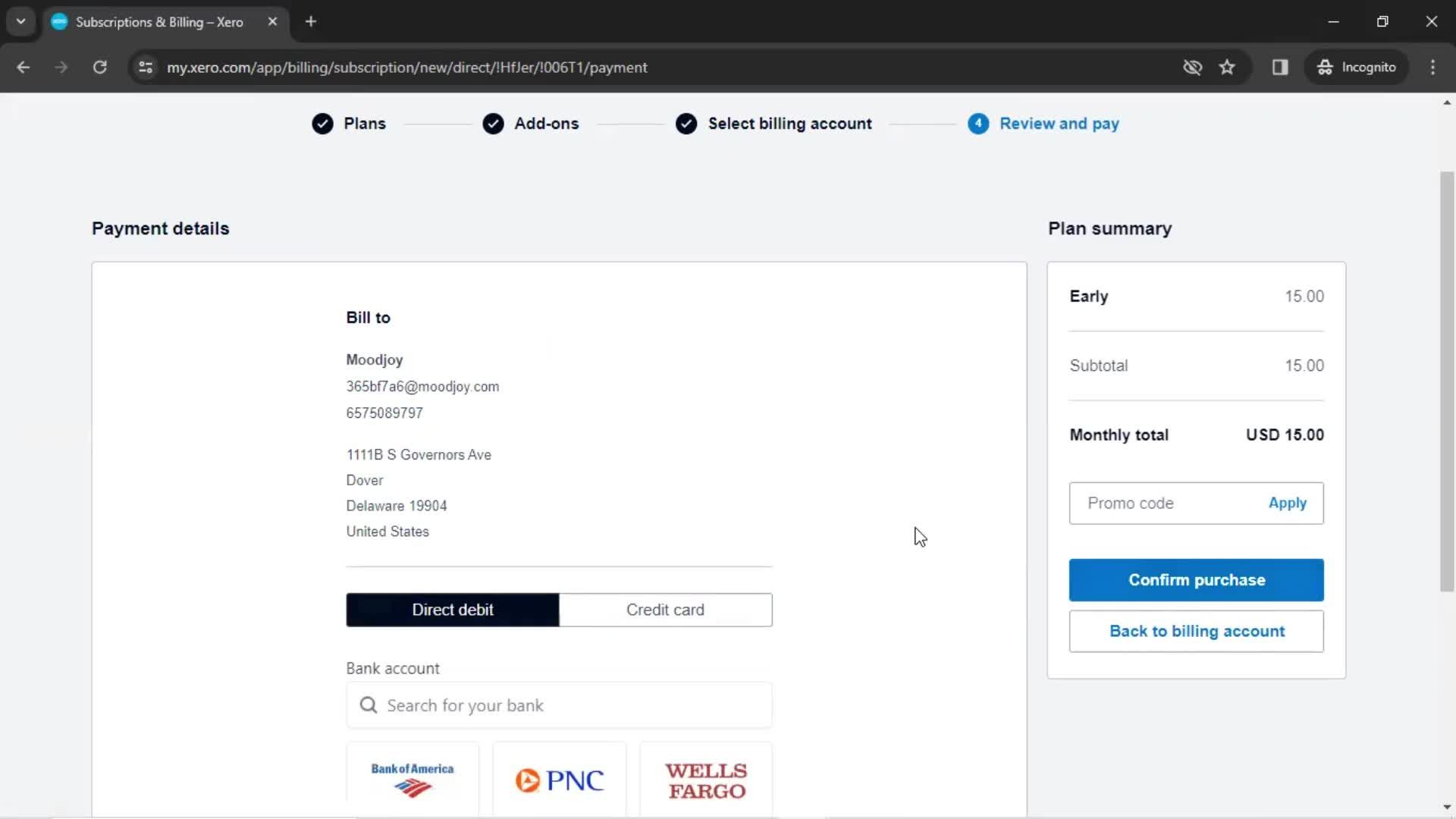 Upgrading your account screenshot
