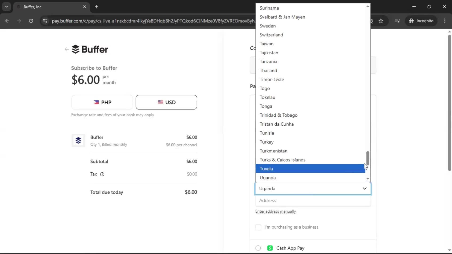 Upgrading your account screenshot