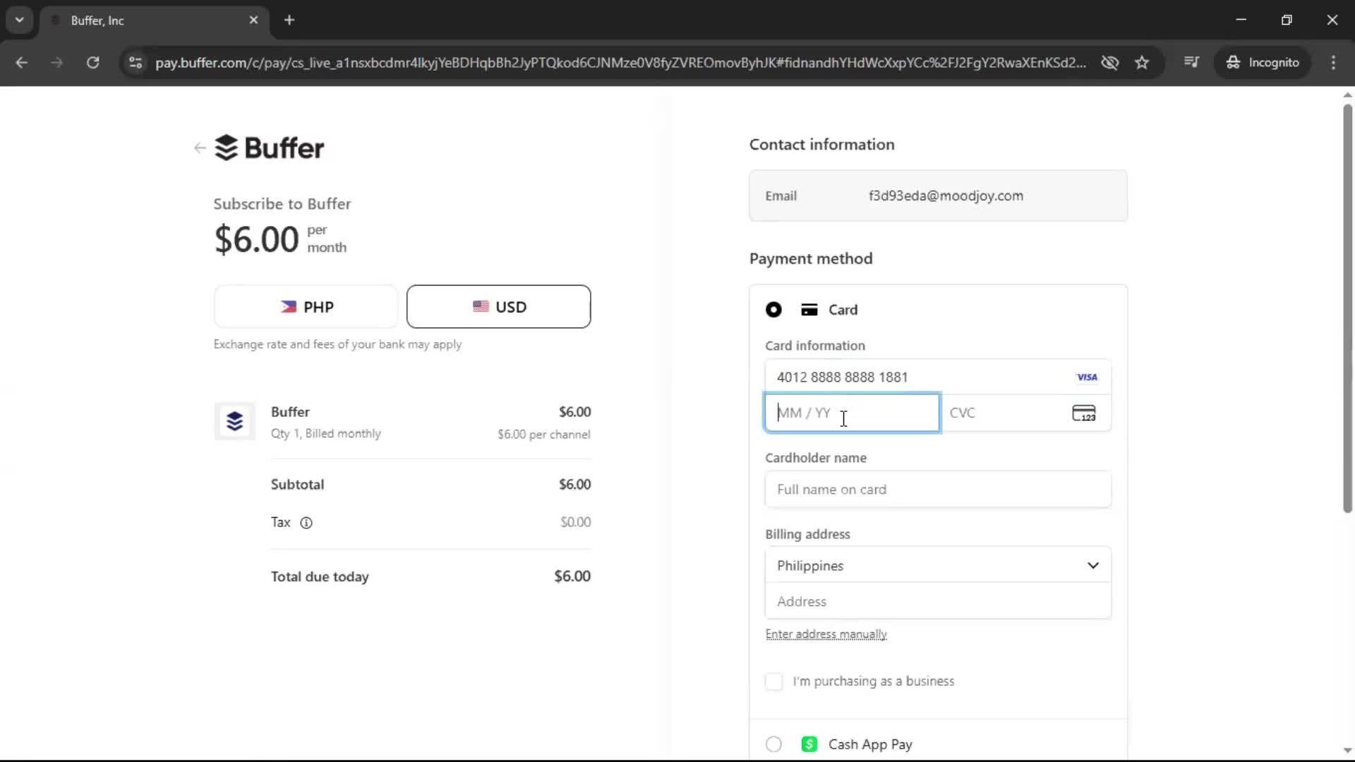 Upgrading your account screenshot
