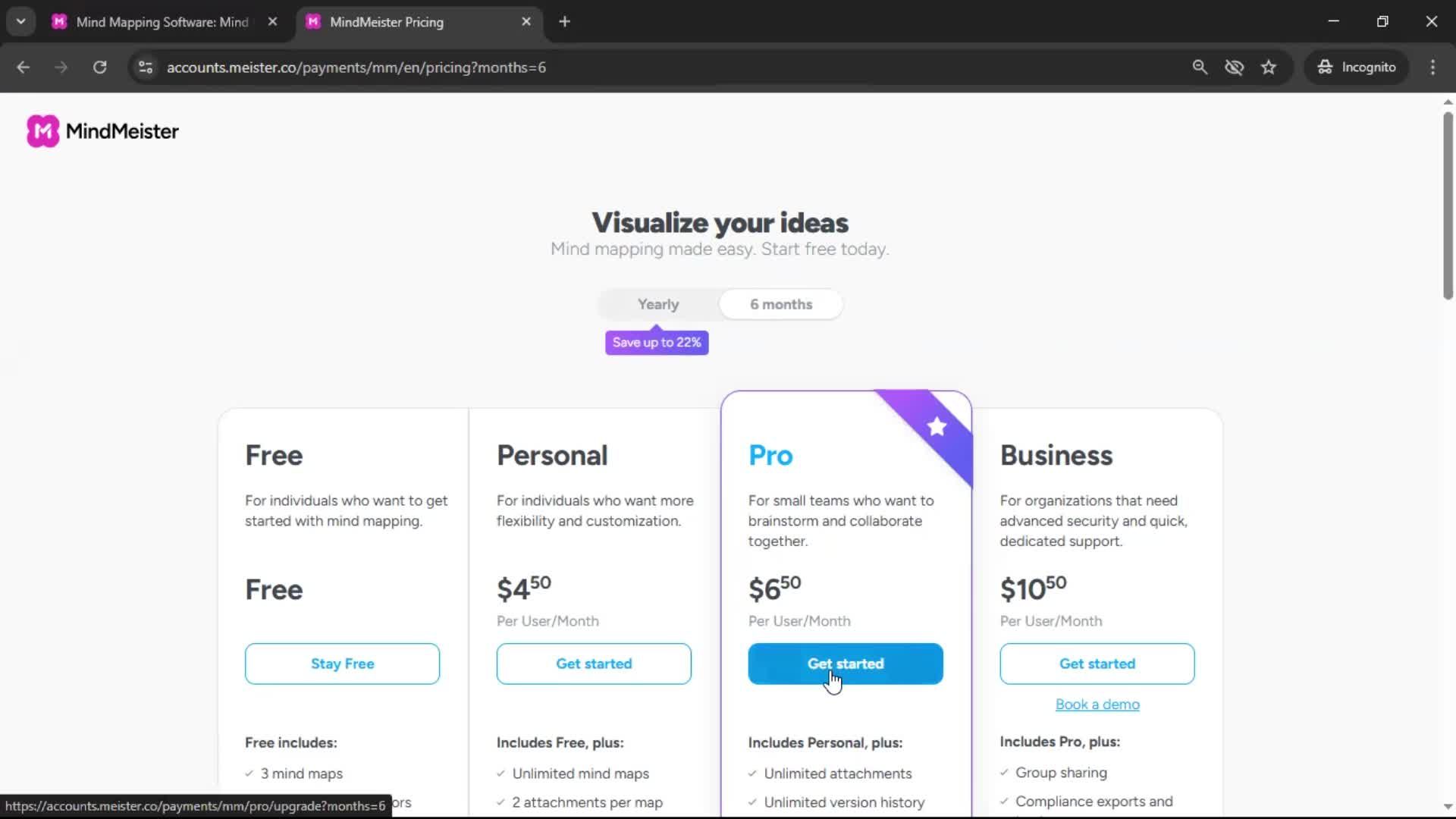 Upgrading your account screenshot