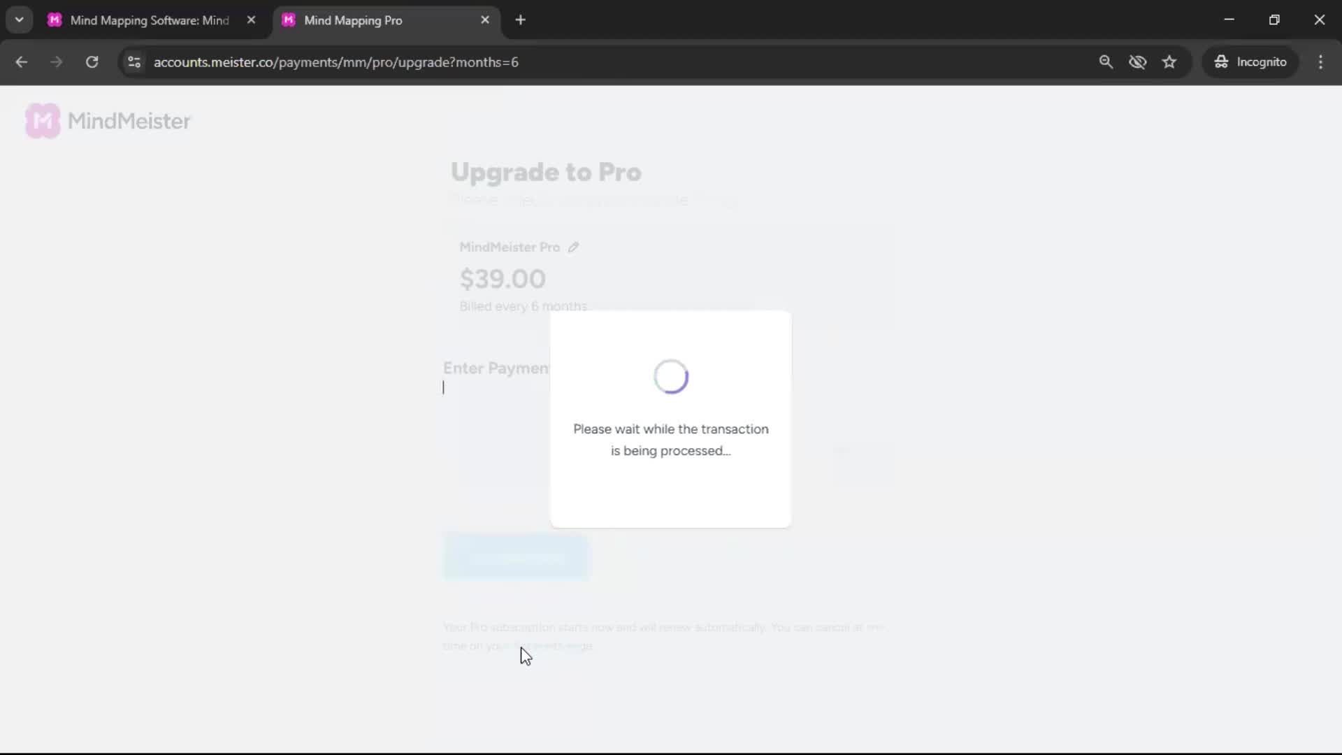 Upgrading your account screenshot