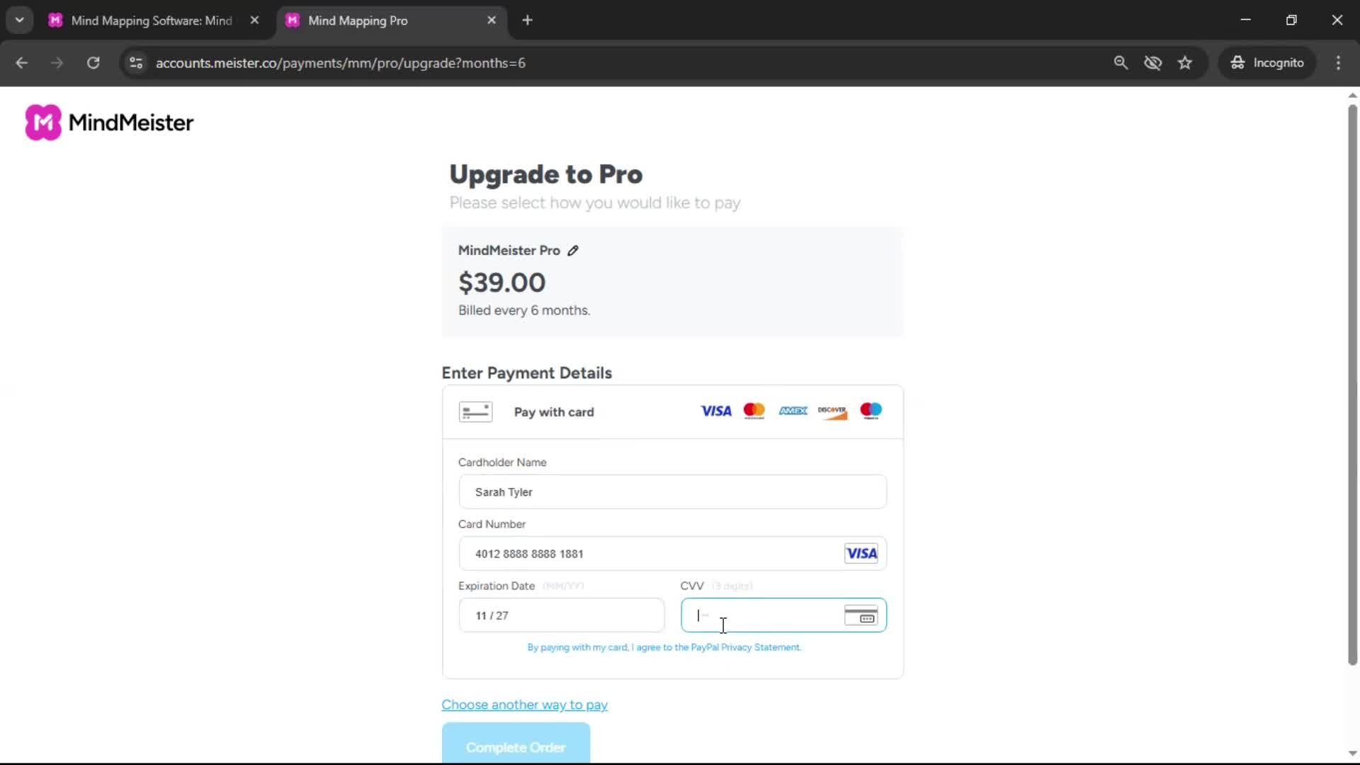 Upgrading your account screenshot