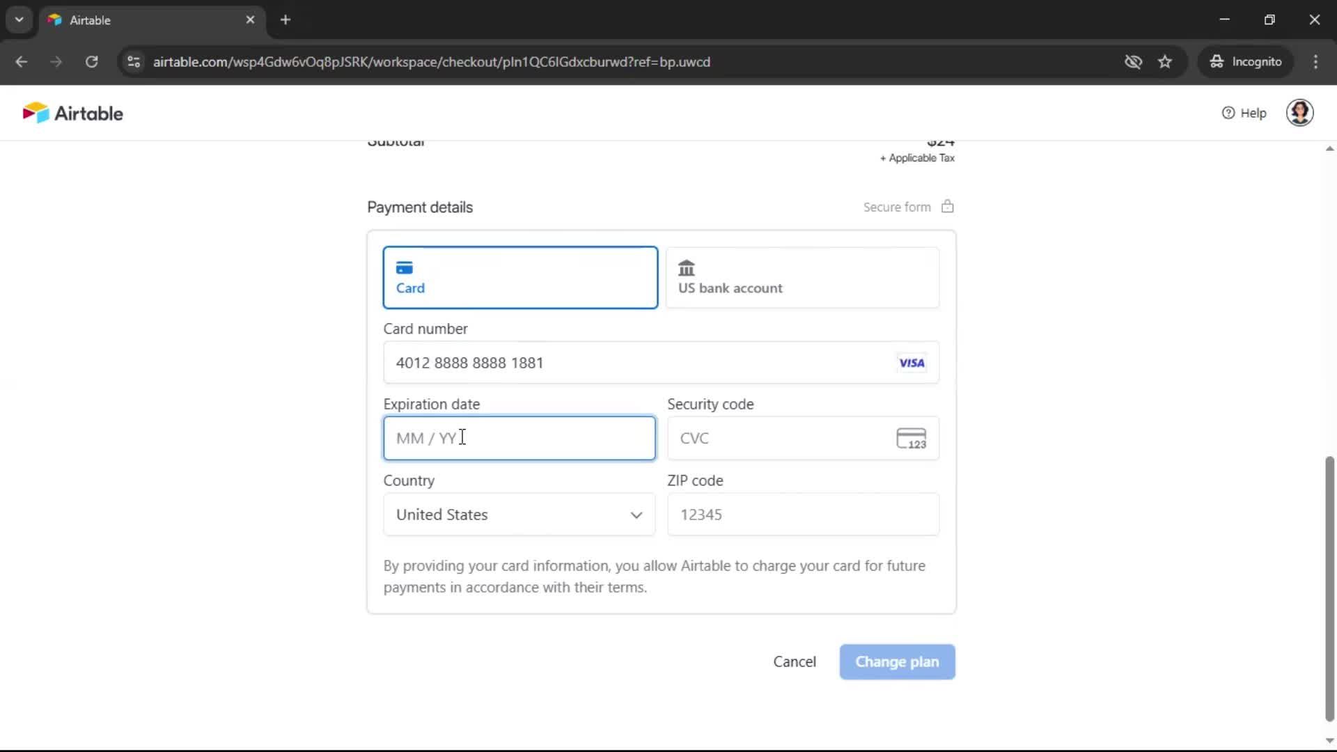 Upgrading your account screenshot