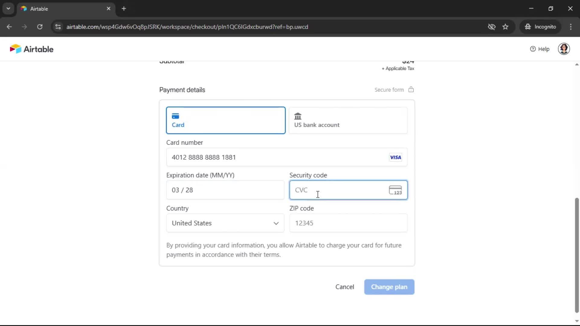 Upgrading your account screenshot