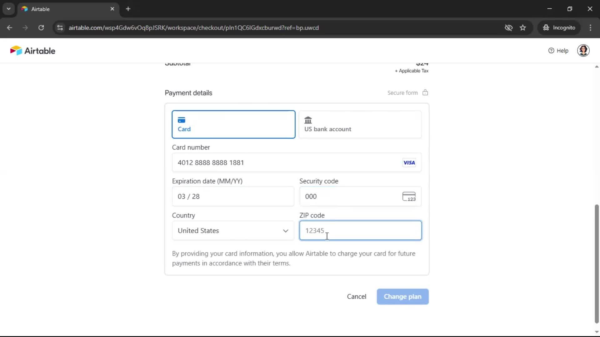 Upgrading your account screenshot