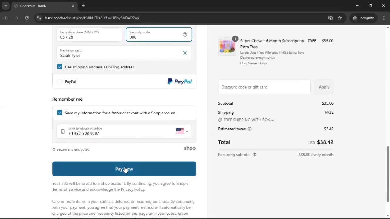 Upgrading your account screenshot