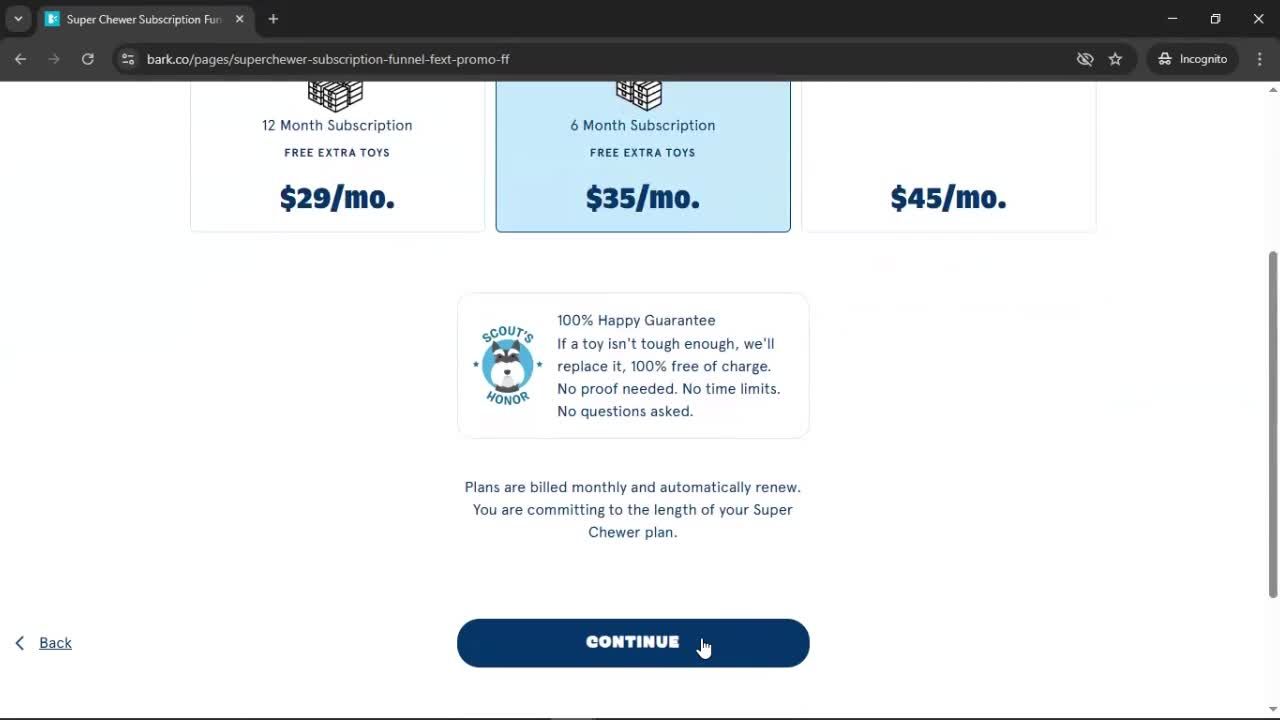 Upgrading your account screenshot