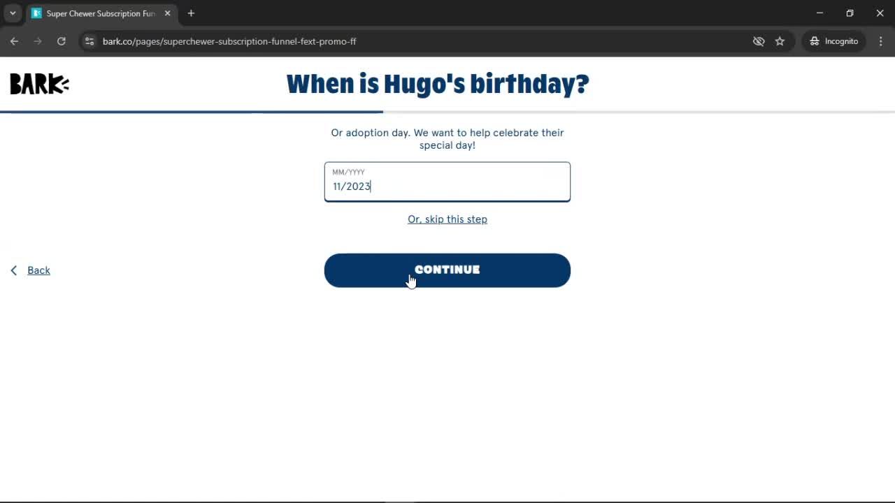 Upgrading your account screenshot