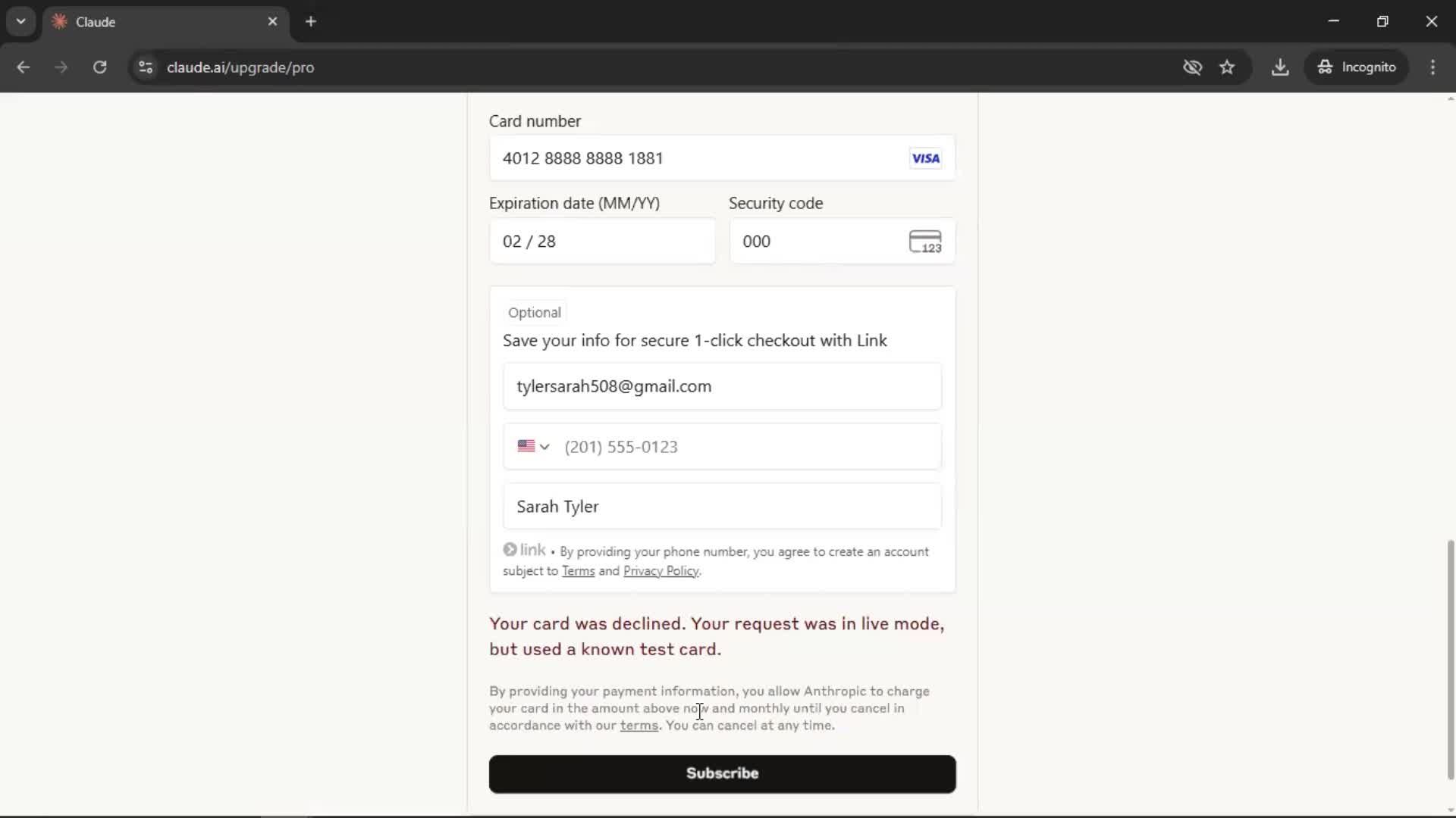 Upgrading your account screenshot