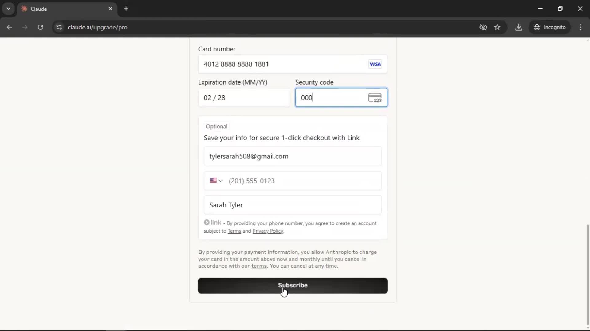 Upgrading your account screenshot