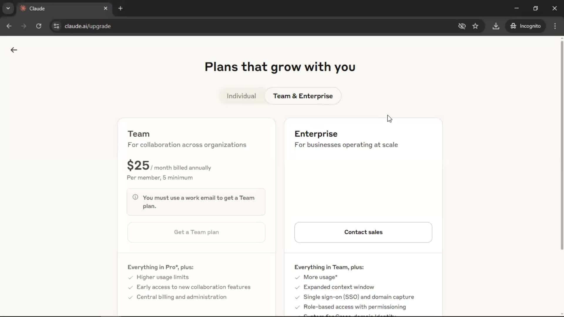 Upgrading your account screenshot
