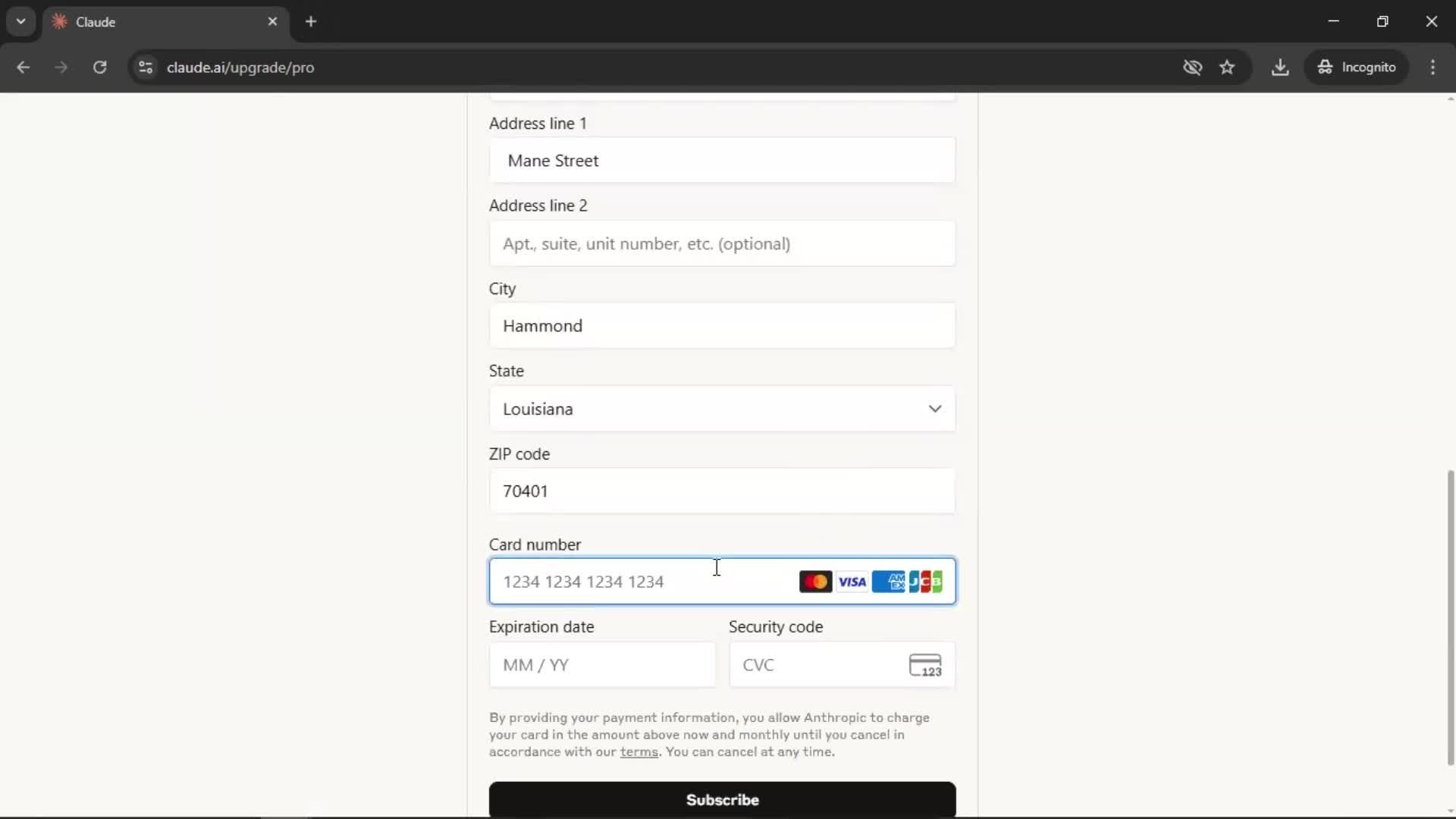 Upgrading your account screenshot