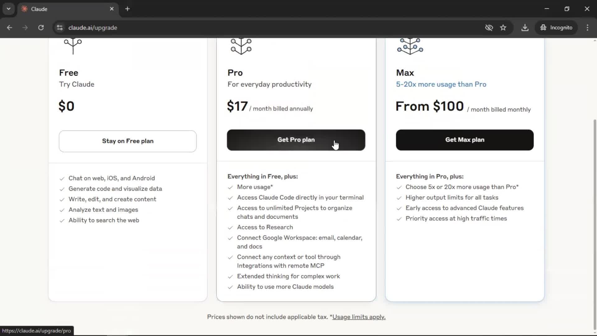 Upgrading your account screenshot