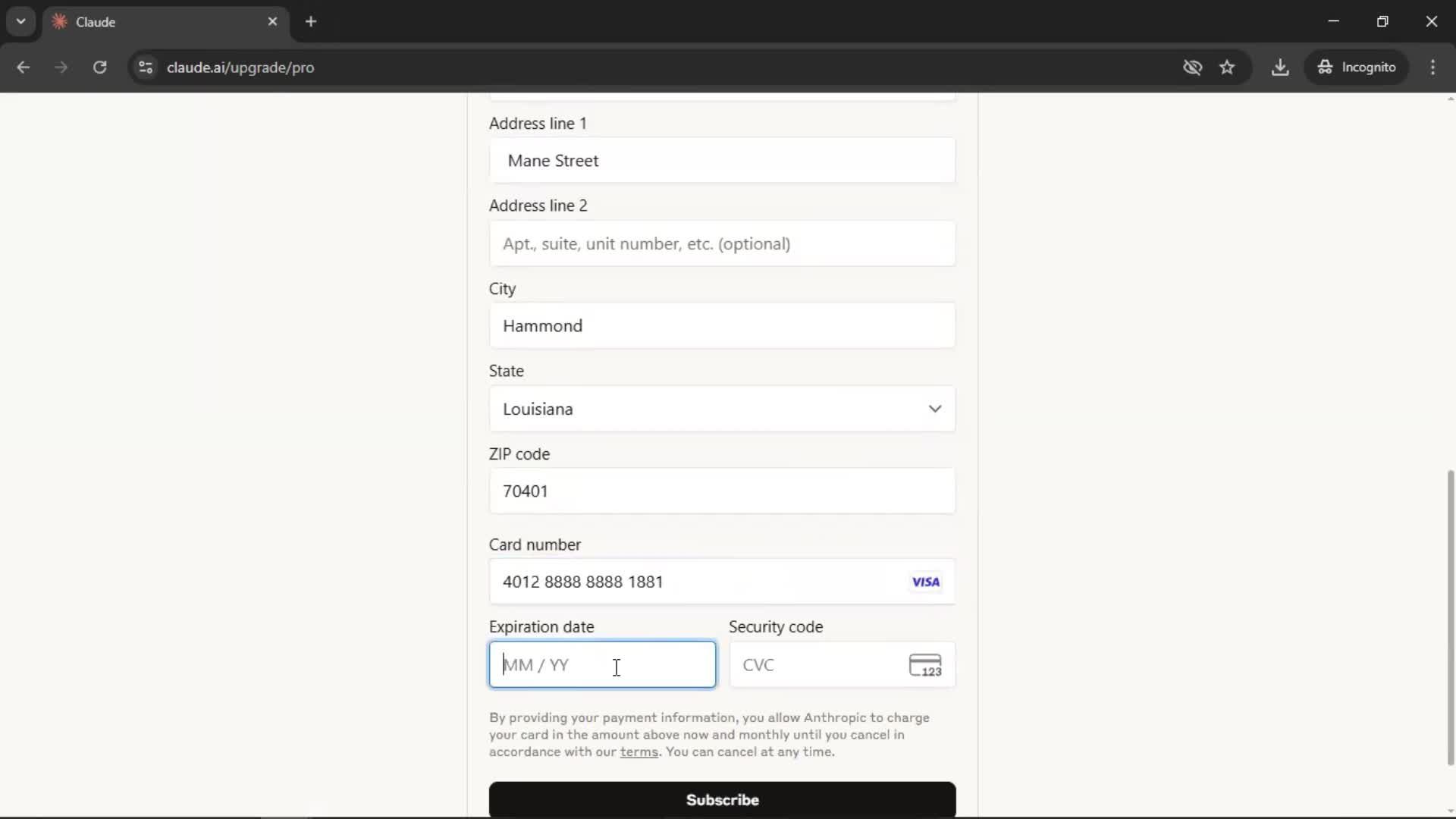 Upgrading your account screenshot