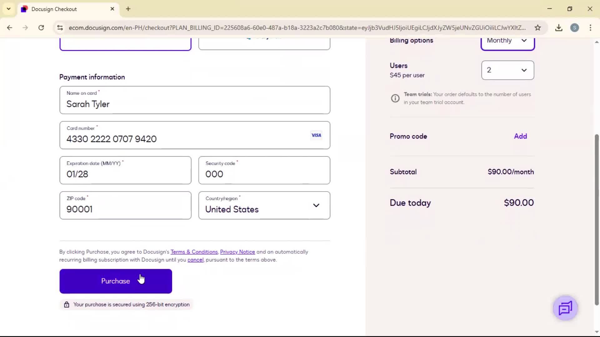 Upgrading your account screenshot