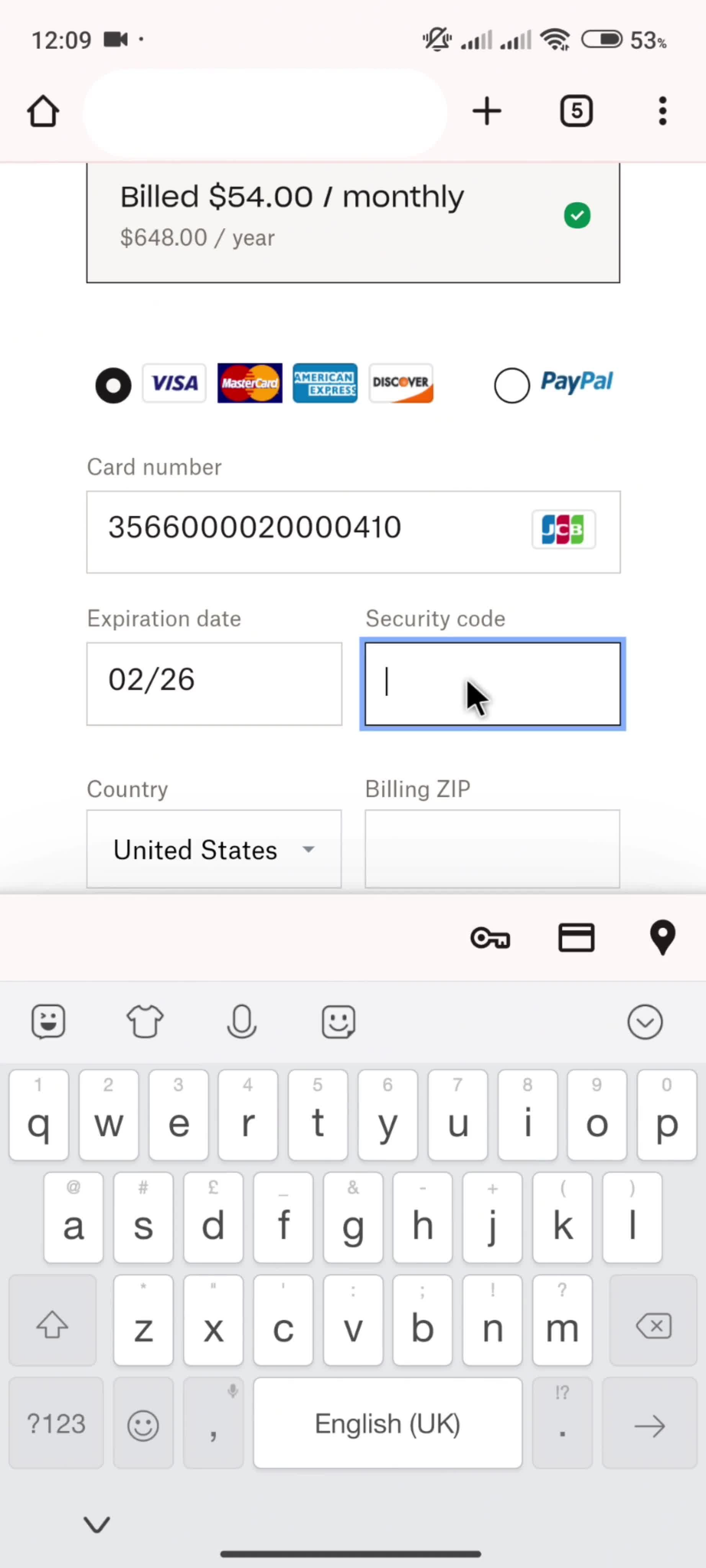 Upgrading your account screenshot