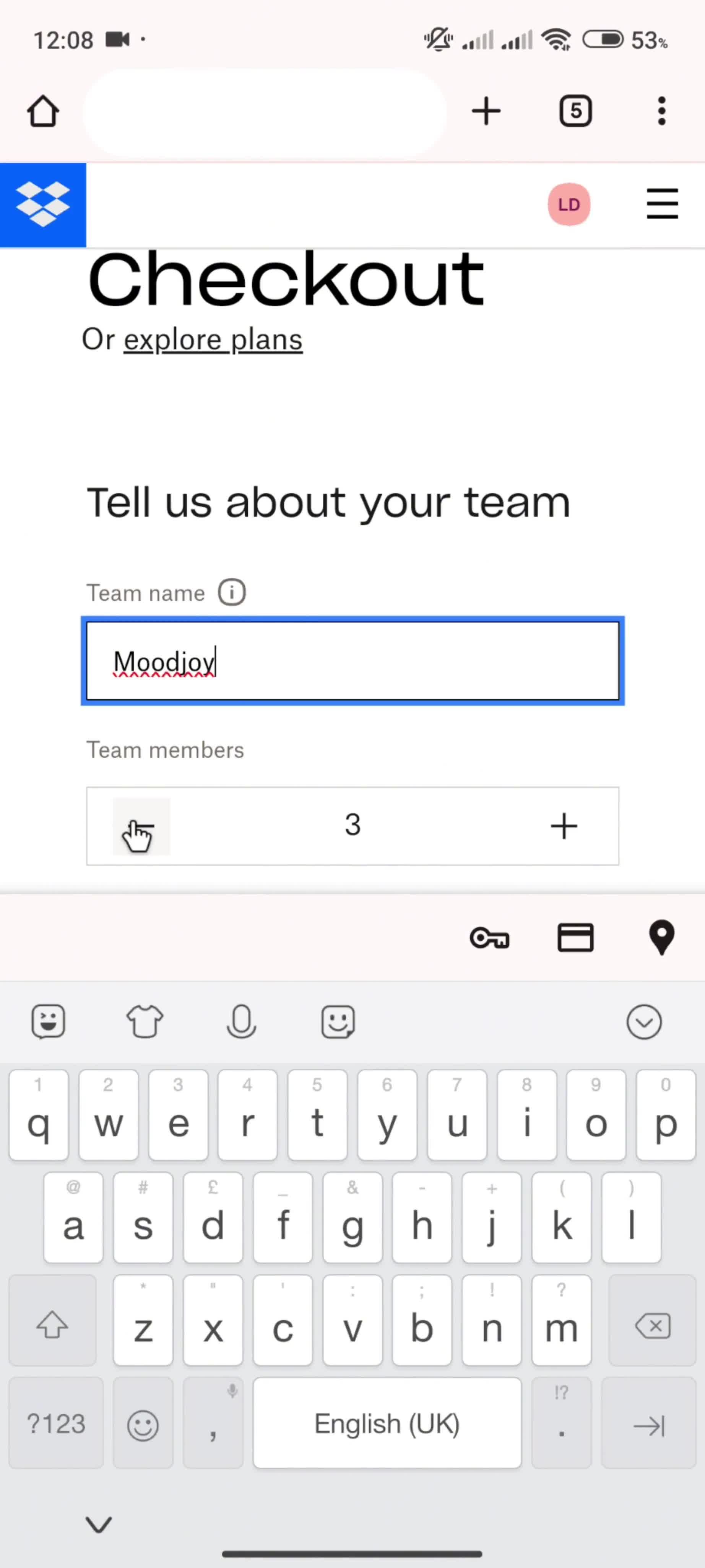 Upgrading your account screenshot