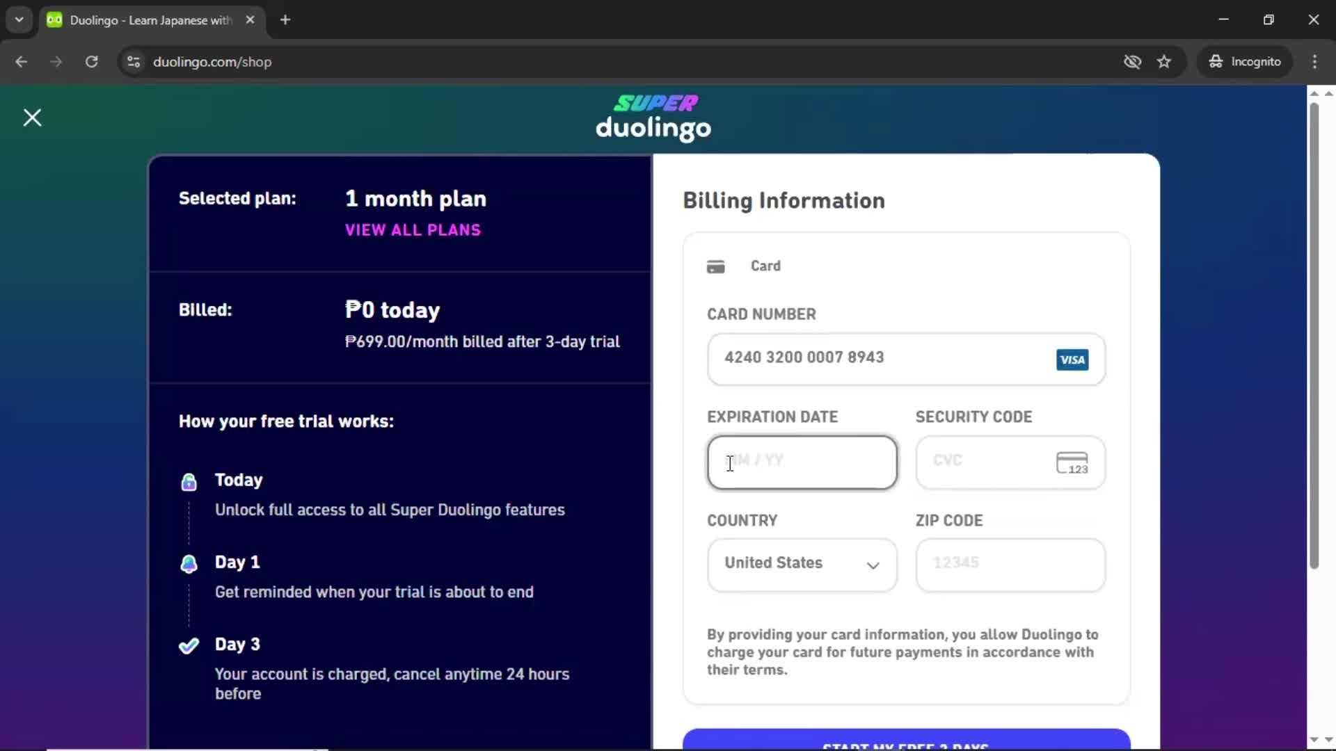 Upgrading your account screenshot