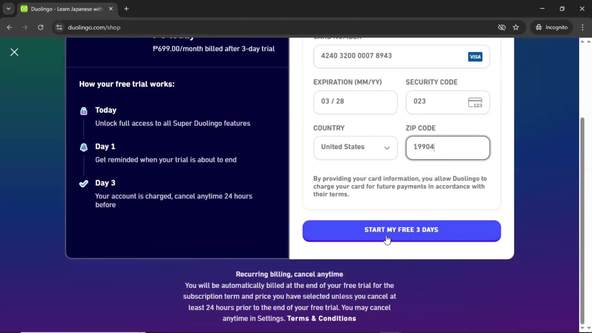 Upgrading your account screenshot