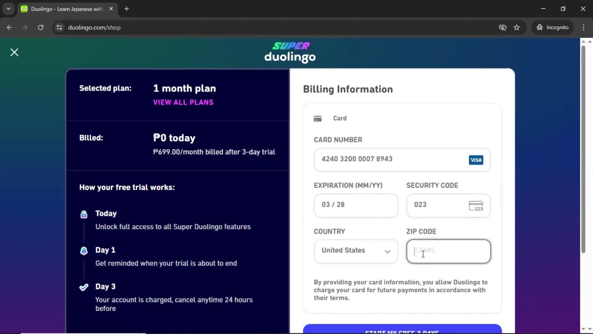 Upgrading your account screenshot