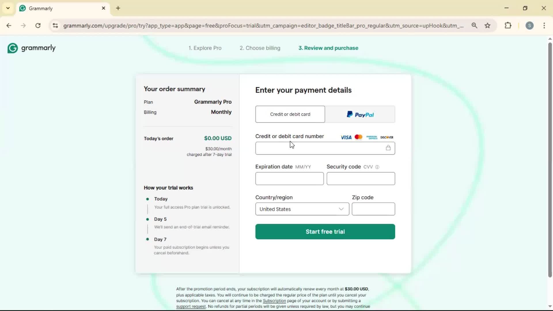 Upgrading your account screenshot