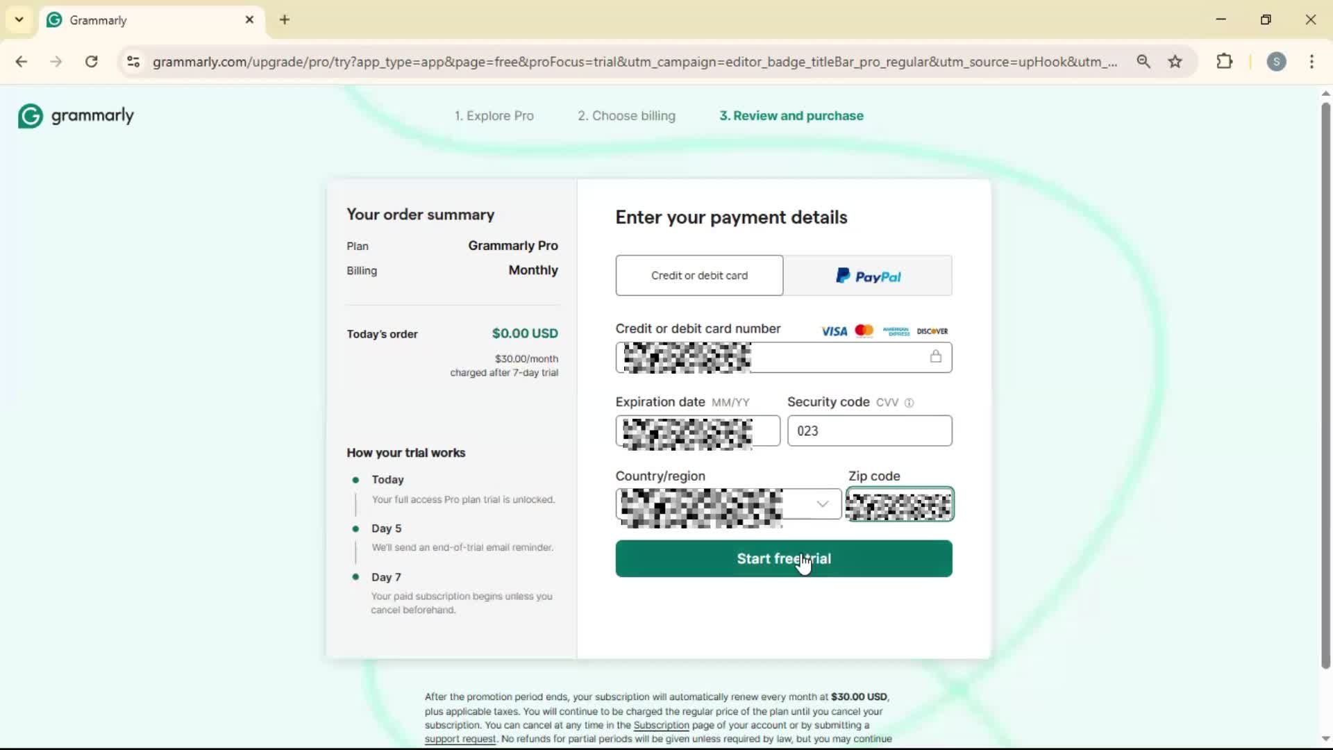 Upgrading your account screenshot