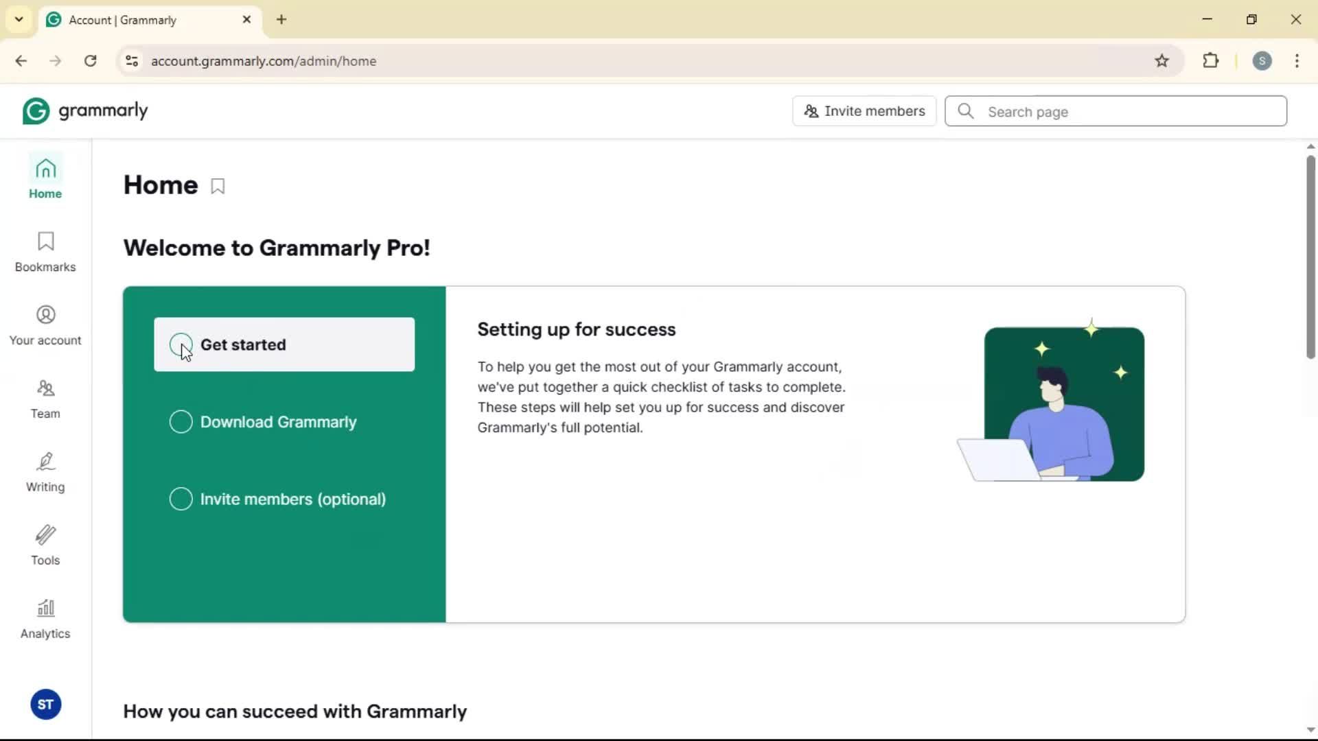 Upgrading your account screenshot