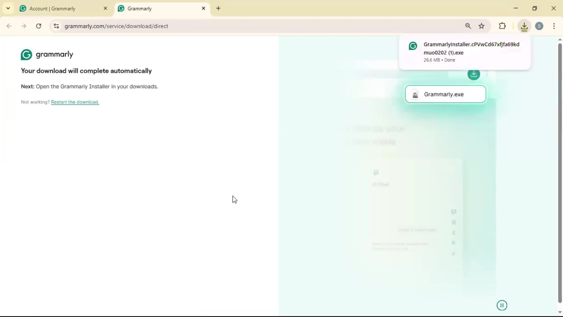 Upgrading your account screenshot