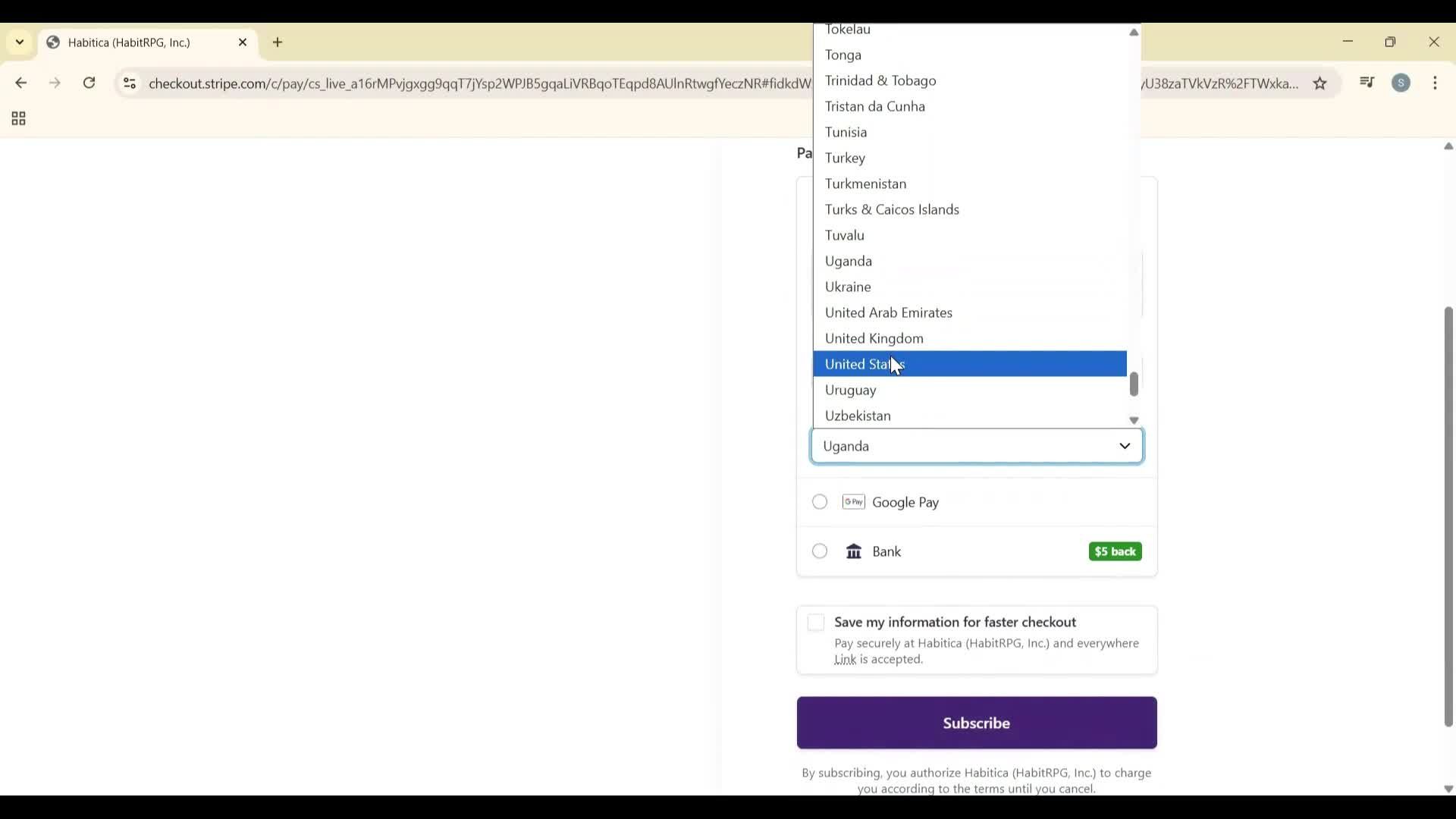 Upgrading your account screenshot