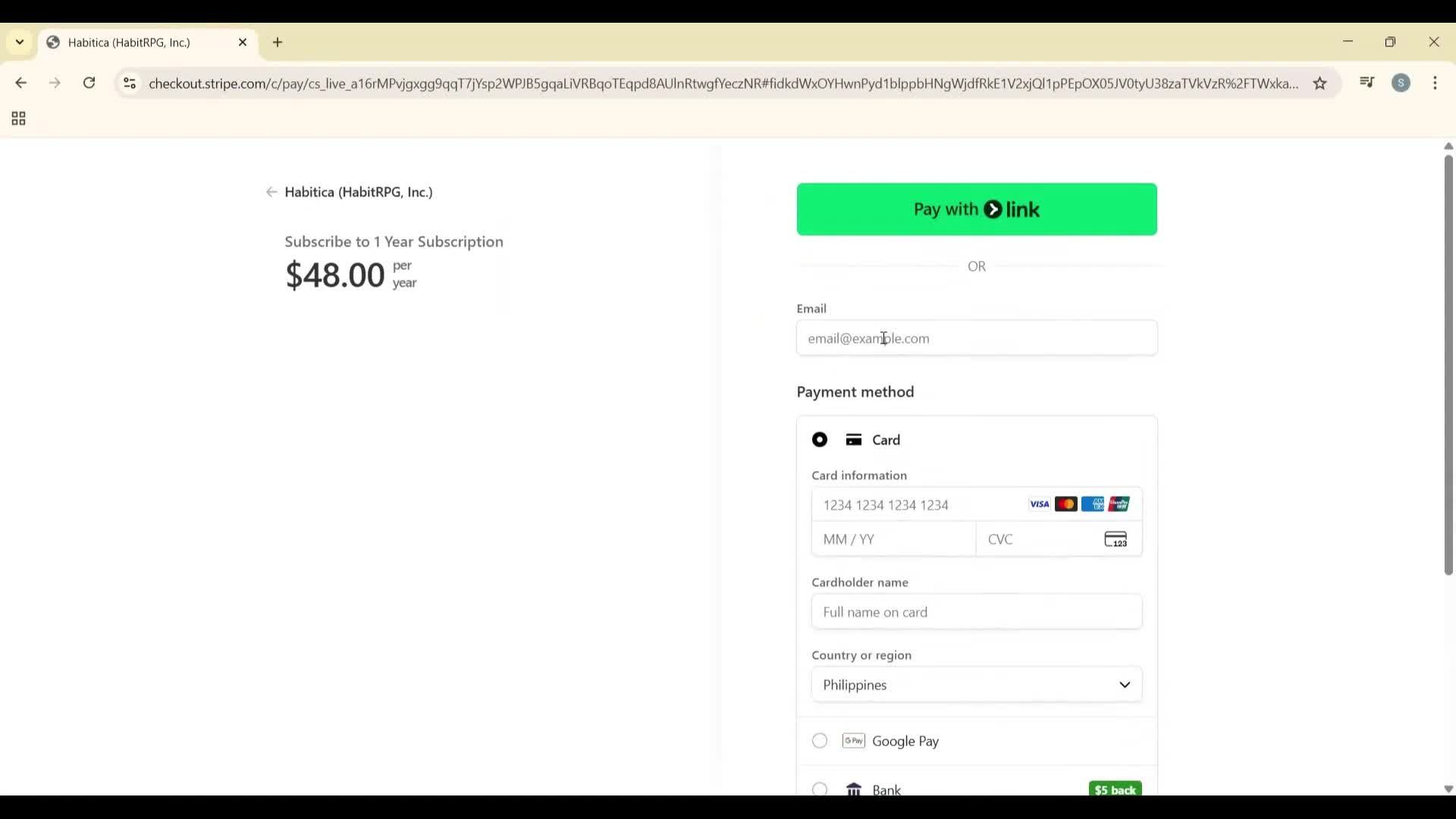 Upgrading your account screenshot