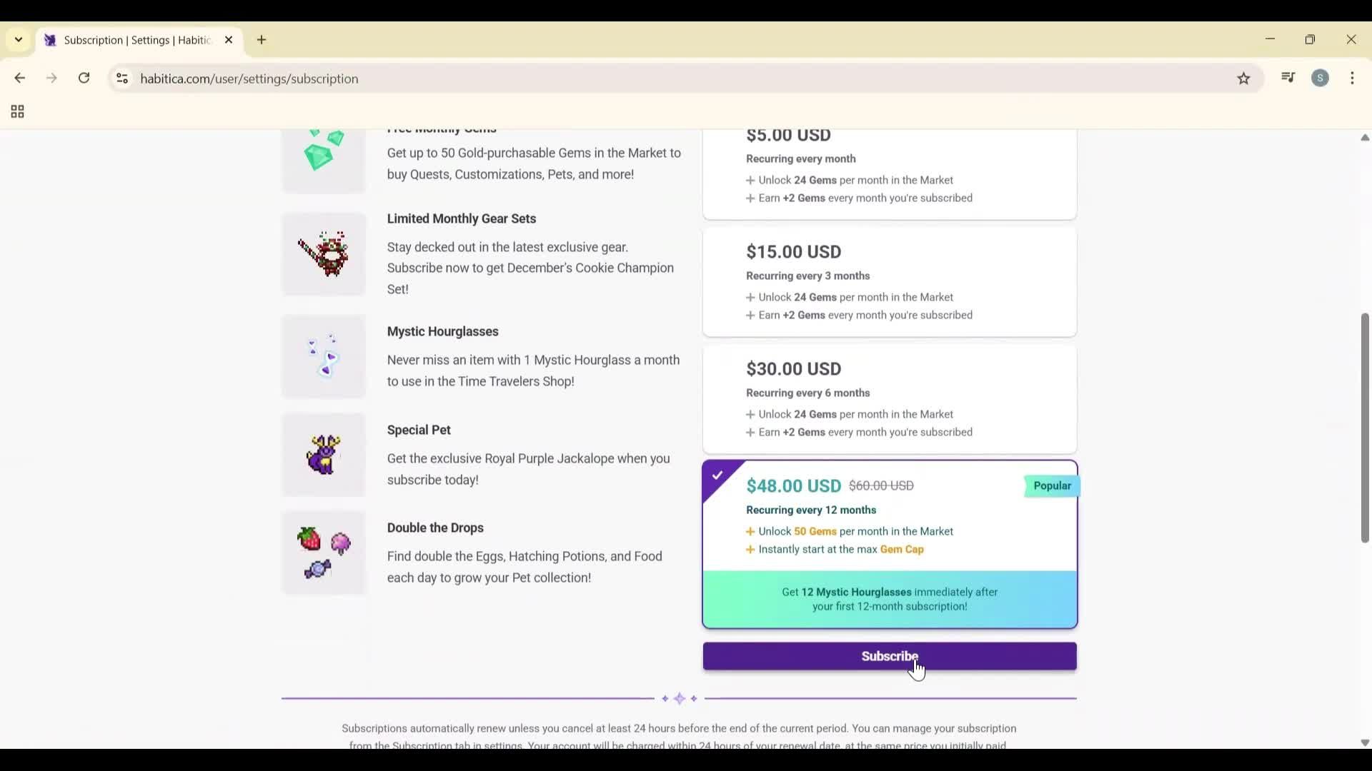 Upgrading your account screenshot