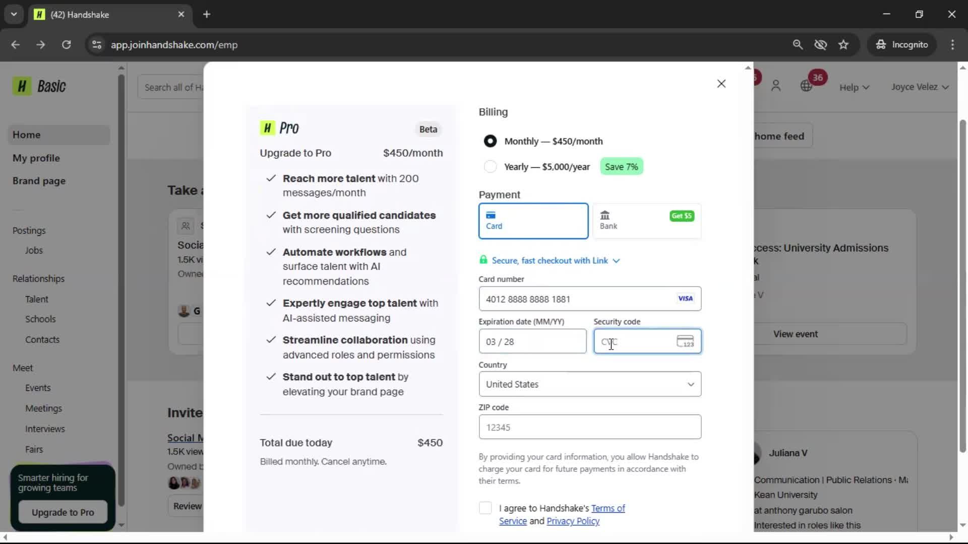 Upgrading your account screenshot