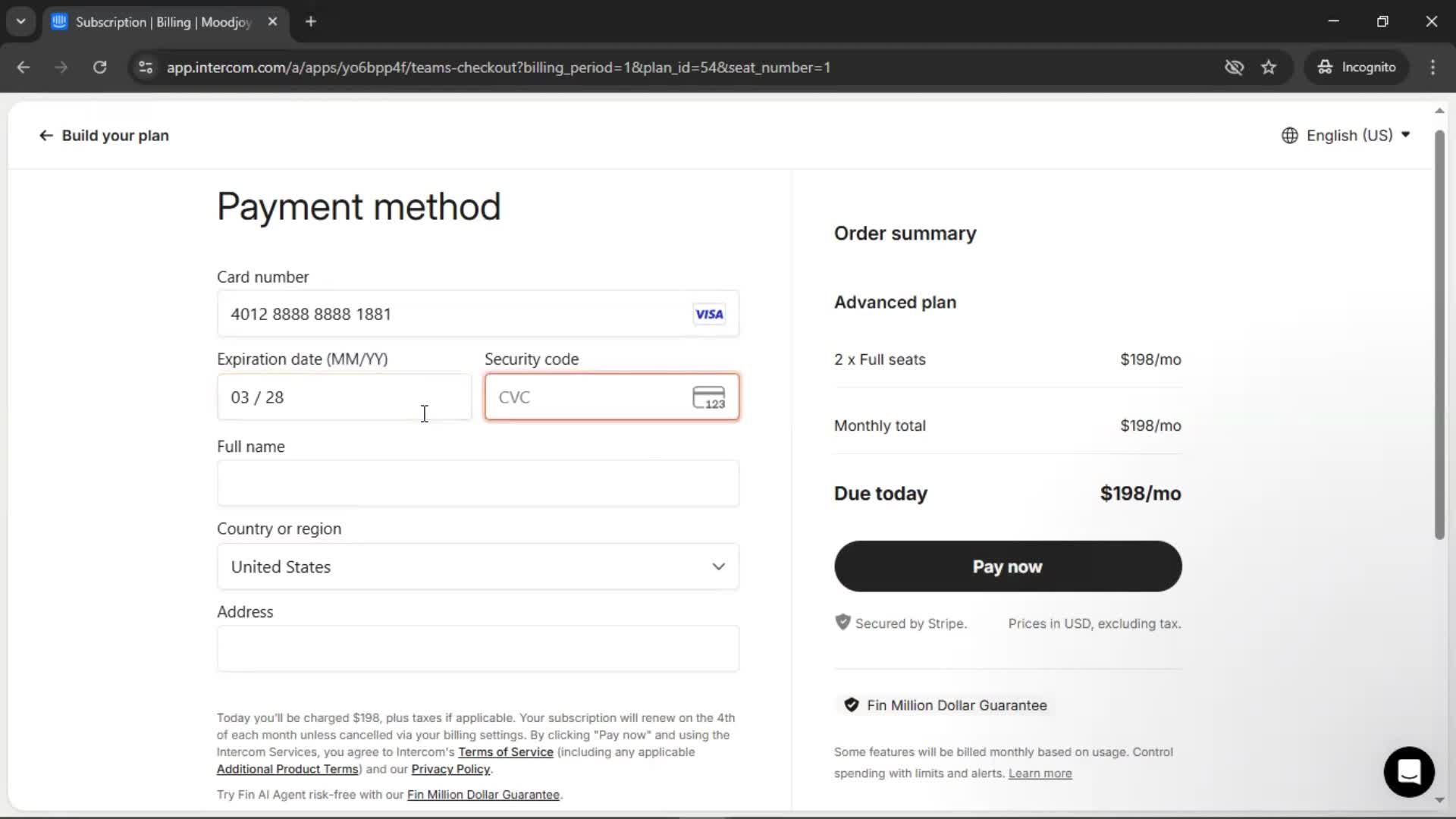 Upgrading your account screenshot