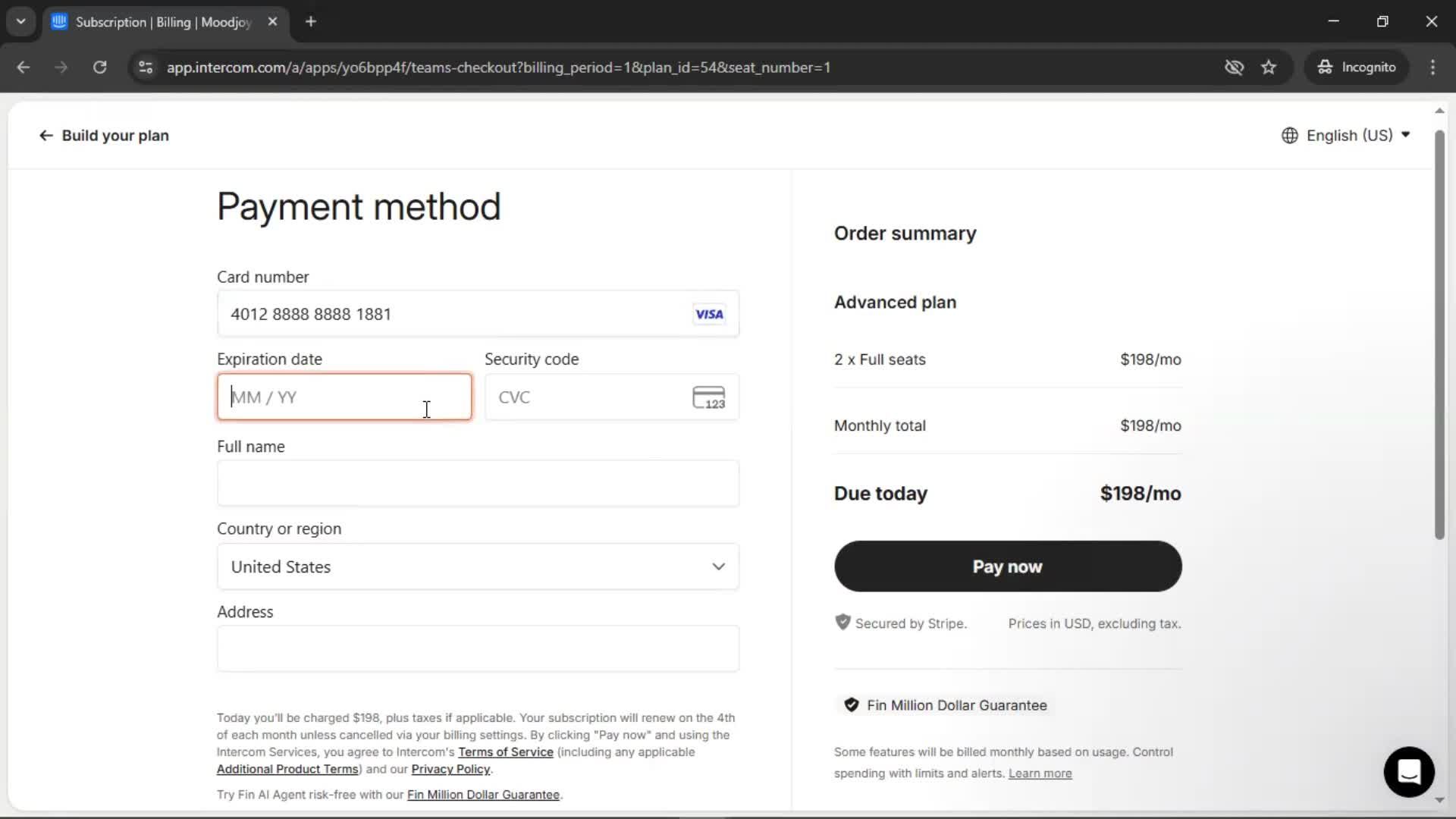 Upgrading your account screenshot