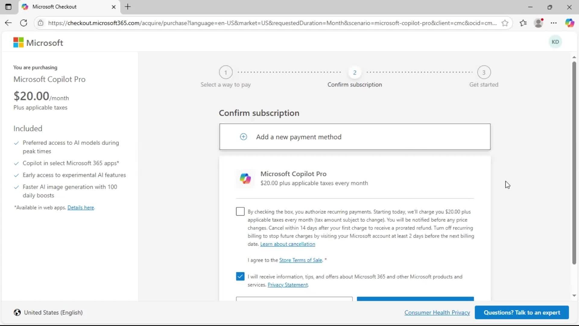 Upgrading your account screenshot