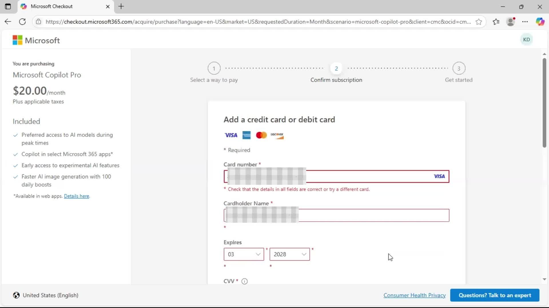 Upgrading your account screenshot