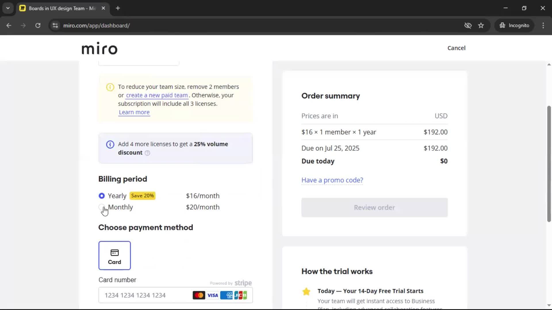 Upgrading your account screenshot