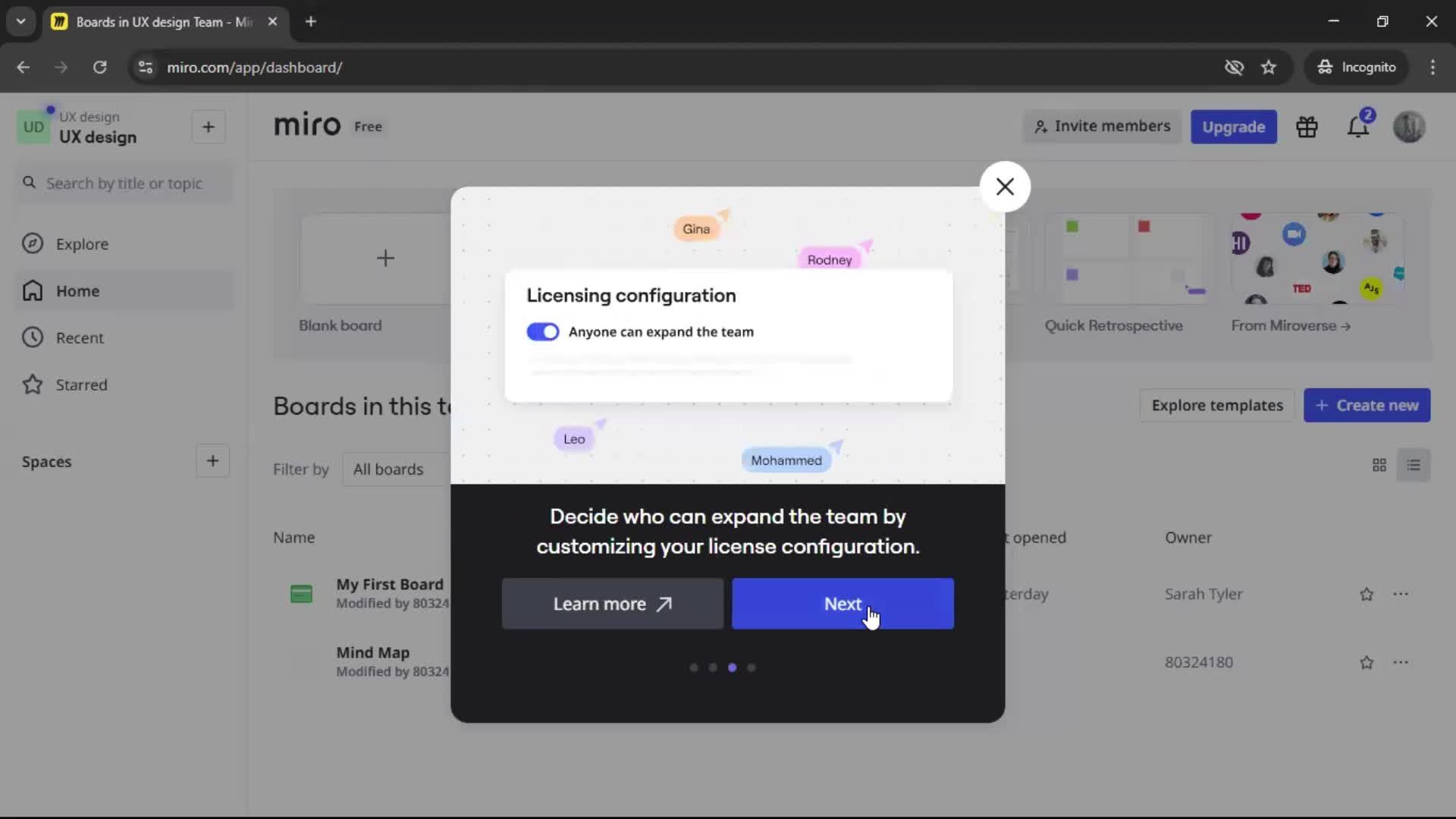 Upgrading your account screenshot