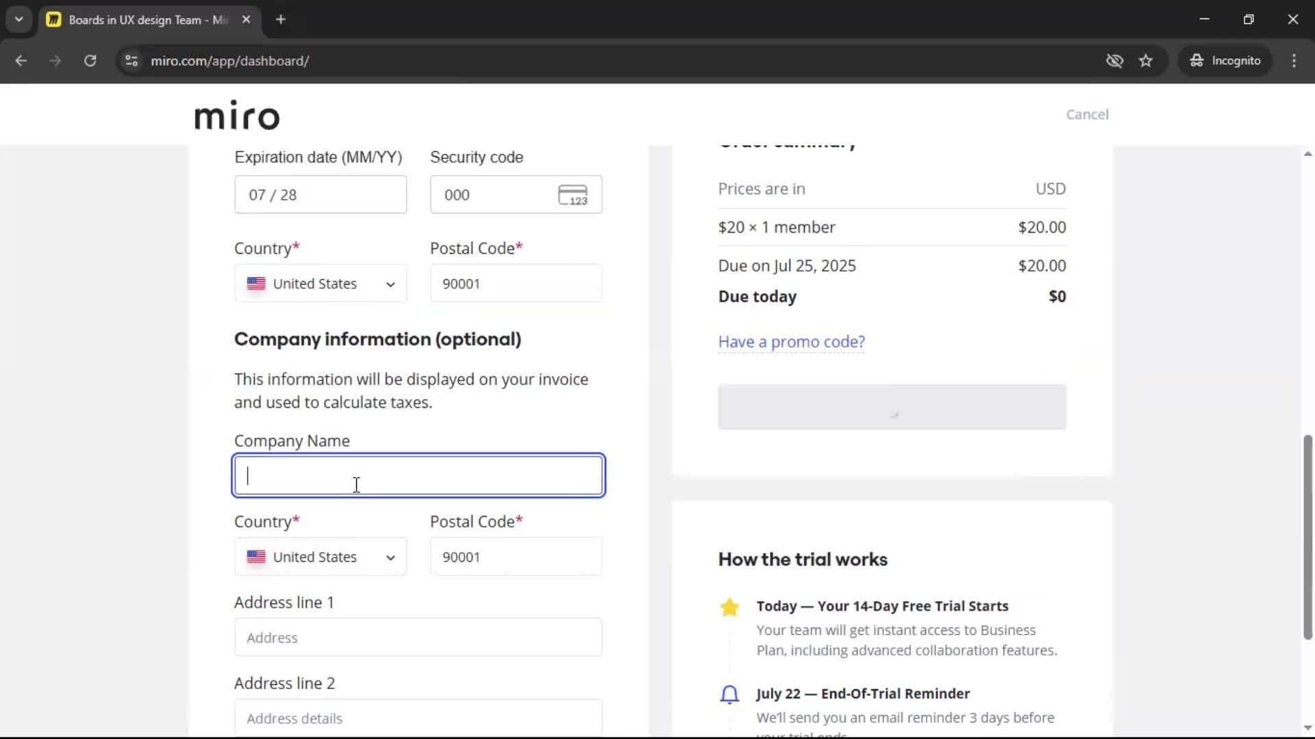 Upgrading your account screenshot