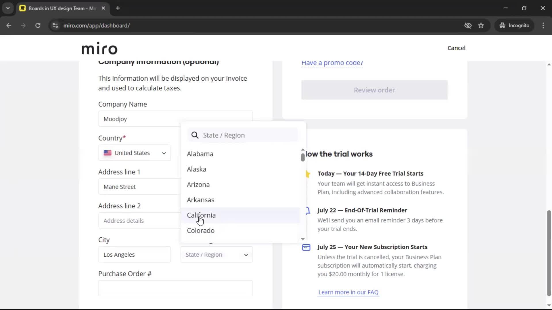 Upgrading your account screenshot